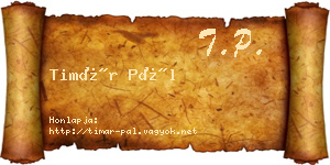 Timár Pál névjegykártya